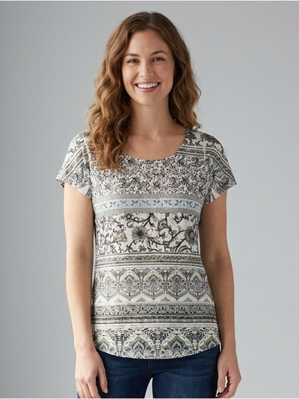 WORLD Unity Paisley Print Scoop Neck Top